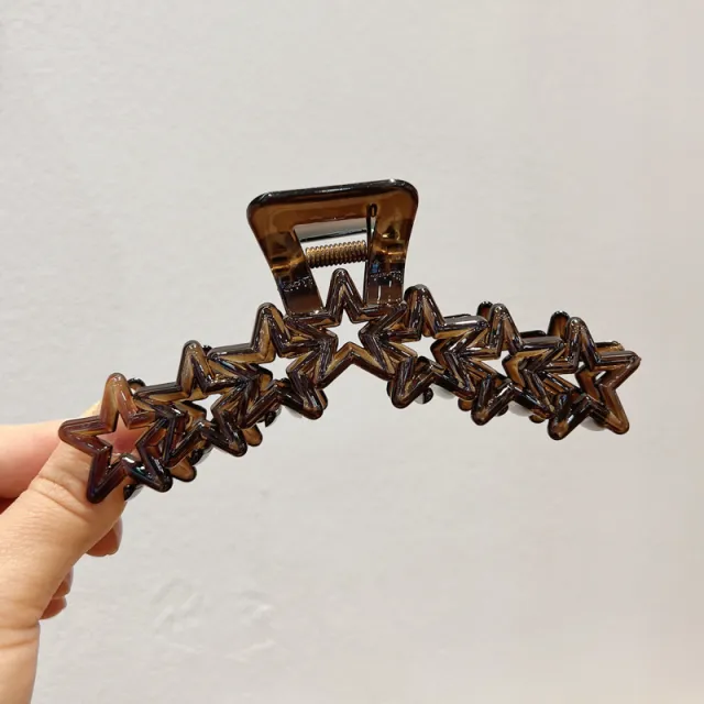 Transparent Brown Large Size Hollow Heart shaped Barrettes Ld285 Pentagram - Shop at LoveMi