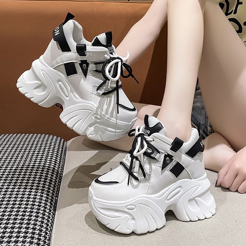 Women's Sports Thick-soled White Sneakers