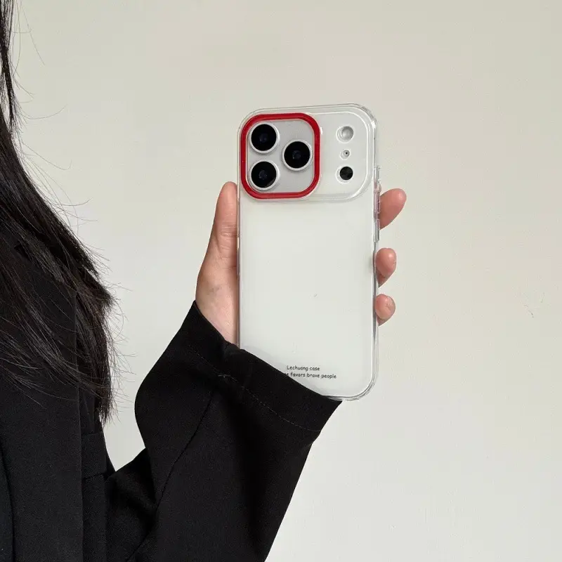 Red Lens-ring Phone Case With A Dachshund Stand