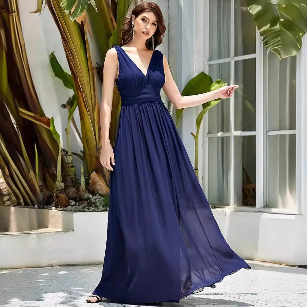 Deep V-neck Bridesmaid Plus Size High Waist