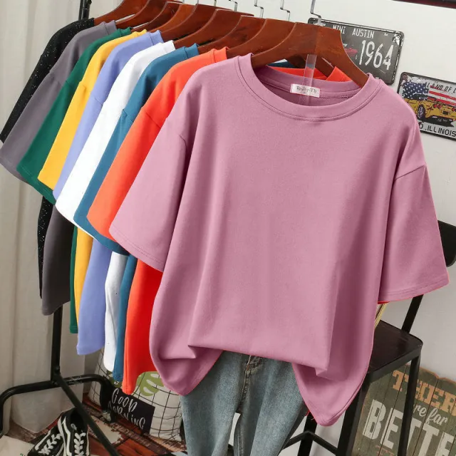 Solid Color T shirt Women Loose Thin Looking Extra Large Plus Pink - Shop at LoveMi
