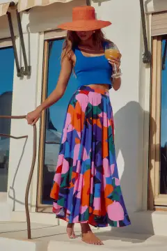 Fashion Casual Printing Bohemian Midi Skirt - View 1