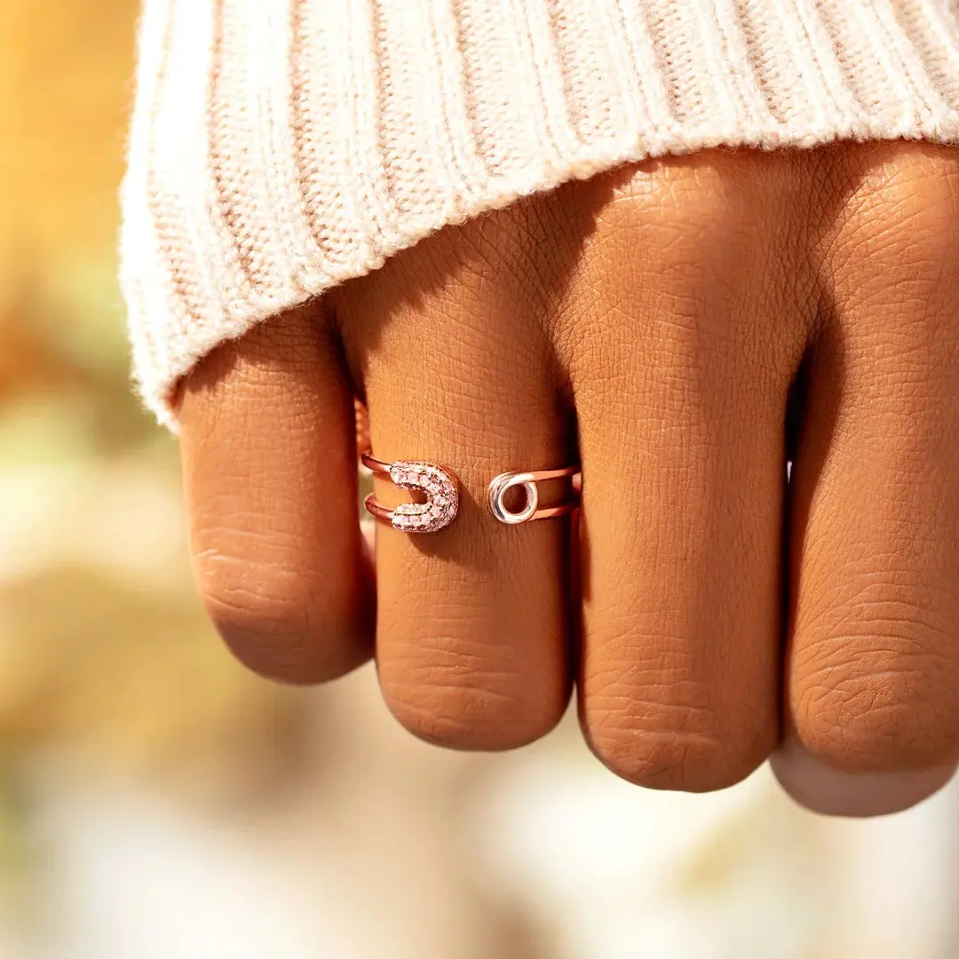 S925 Sterling Silver Open Pin Ring