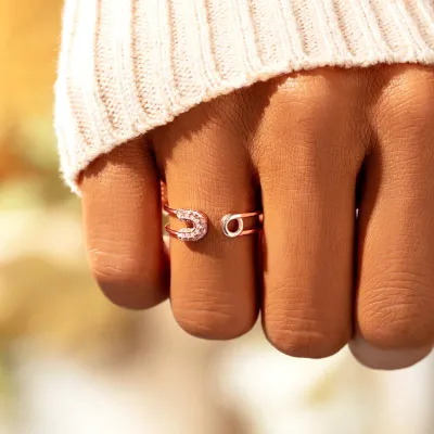 S925 Sterling Silver Open Pin Ring For Women
