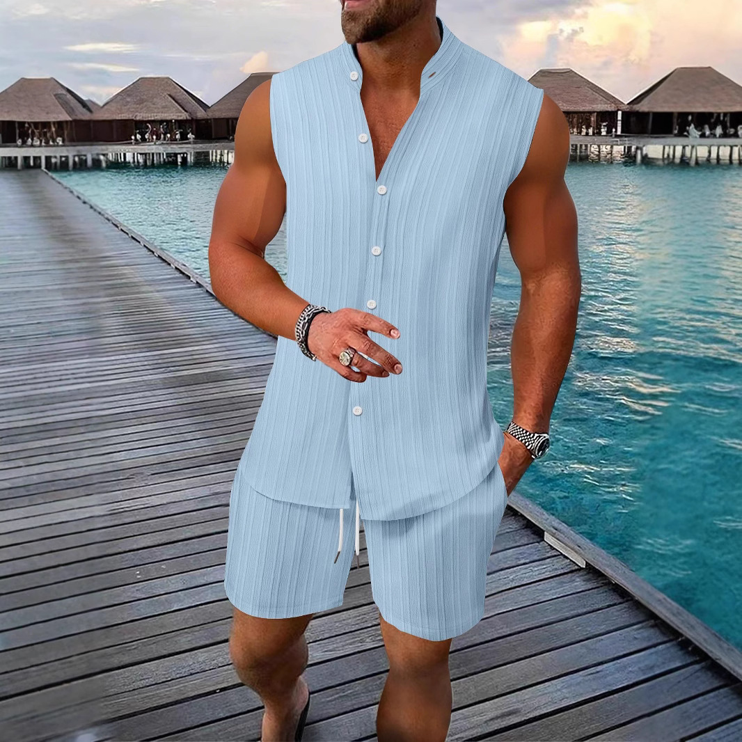 Men's Vest Casual Loose Sleeveless Shorts Suit