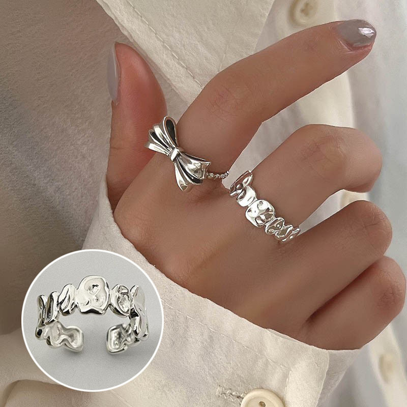 South Korea 925 Sterling Silver Open-end Personality Ring Female Ins Geometric