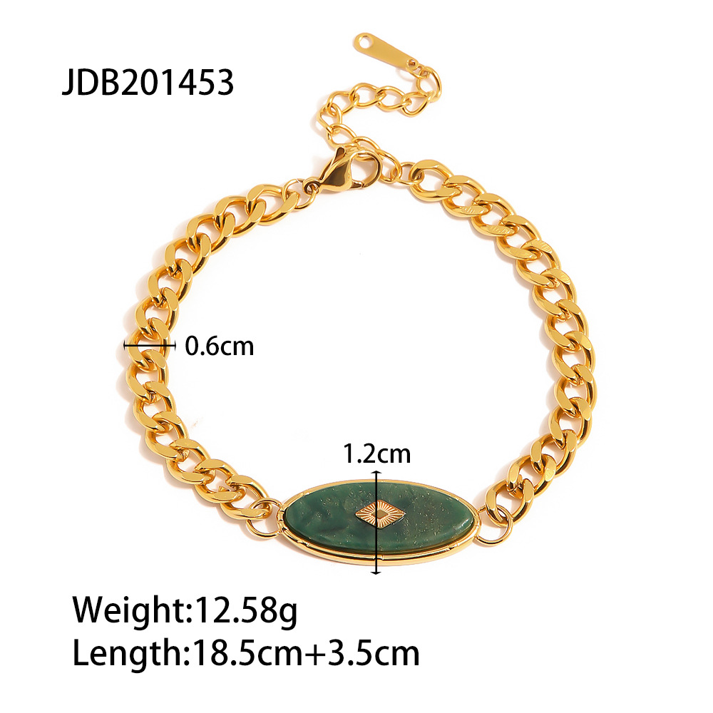 Ethnic Style Inlaid African Jade Vintage Bracelet Non-fading Light Luxury Minority