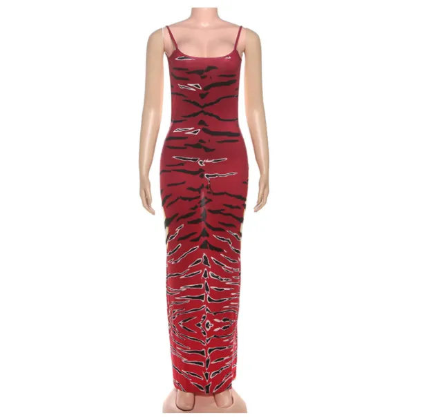 Bodycon Dress With A Unique Print And A Backless Design Red - Shop at LoveMi