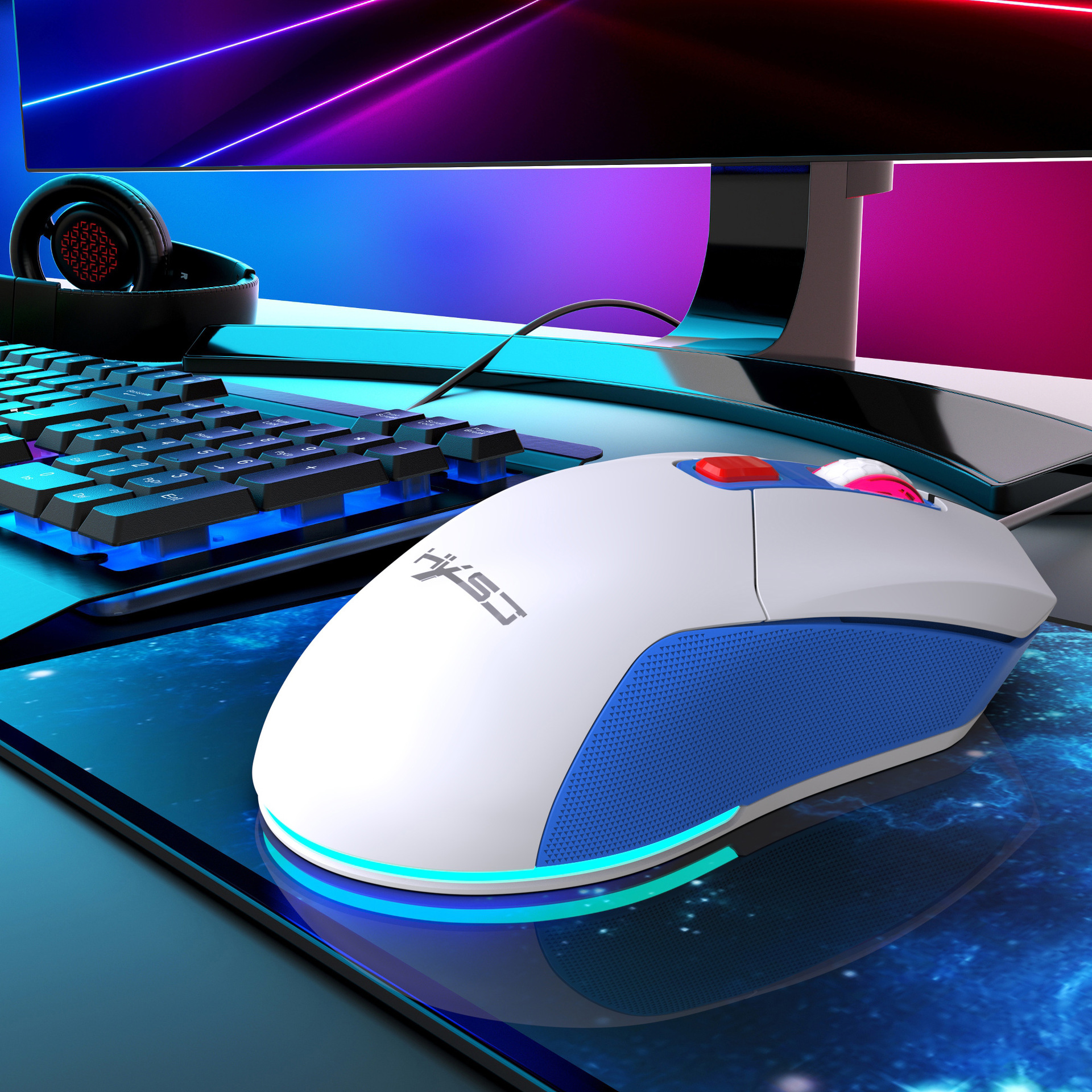 Hollow Out Wired E-sports mus RGB Luminous Lightweight - Miniatyr 17