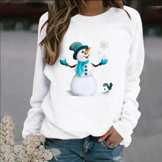 Women's Printed European And American Fashion Sweater White - Shop at LoveMi