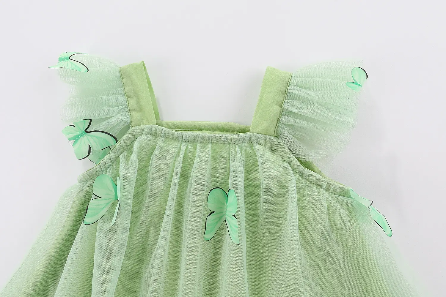 Flounced Sleeve Mesh Children Sling Dress