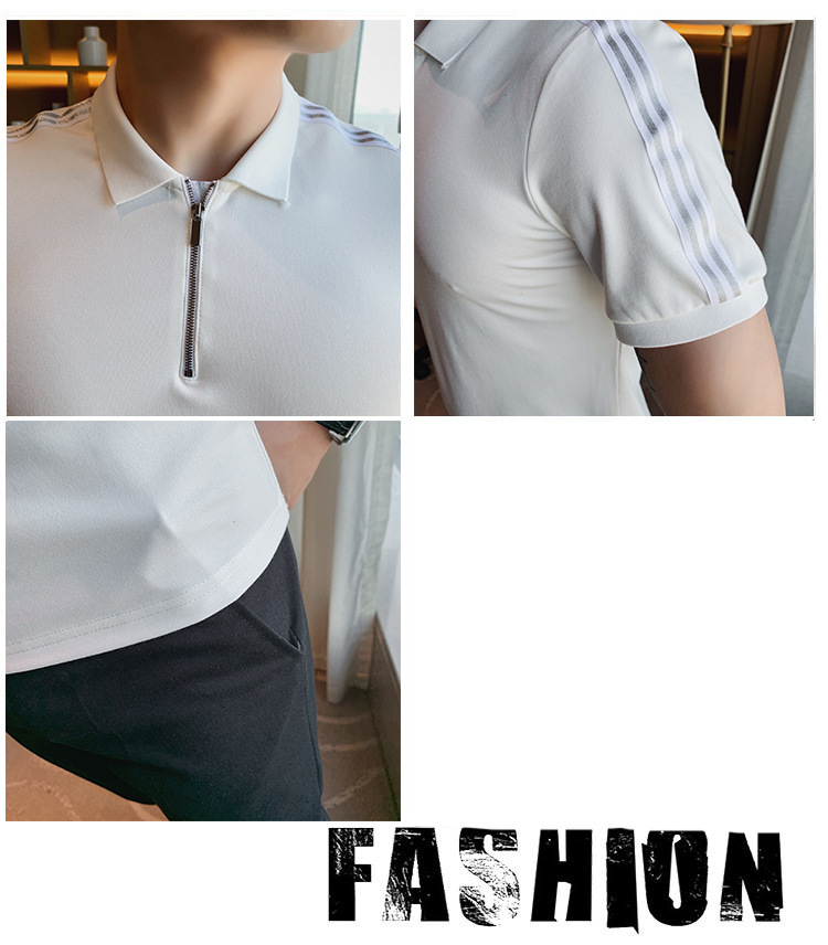 Title 7, New Mens Zip Collar Polo Shirt Slim Fit T-Shir...