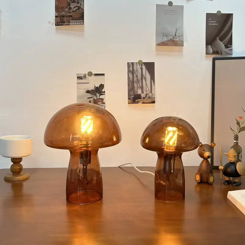 Mushroom Glass Retro Table Lamp Creative Decoration