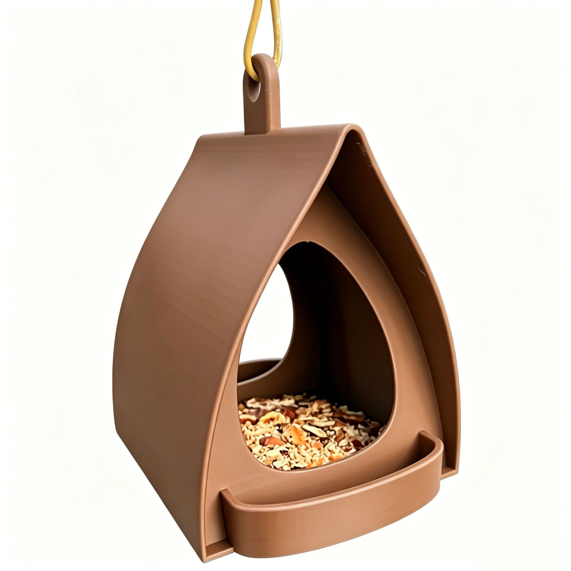 Cross-border New Arrival Plastic Hanging Bird Feeder Durable Outdoor Hanging Bird Feeder 1pc Brown
