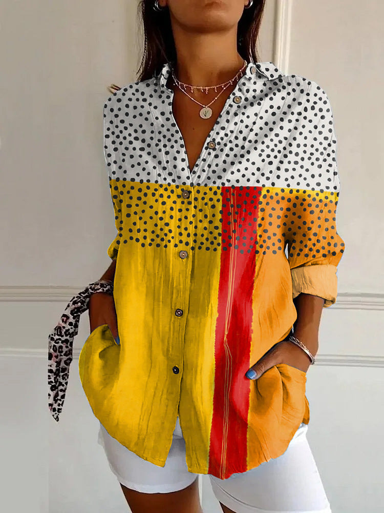 Womens Floral Pattern 3D Printed Long-Sleeve Shirt