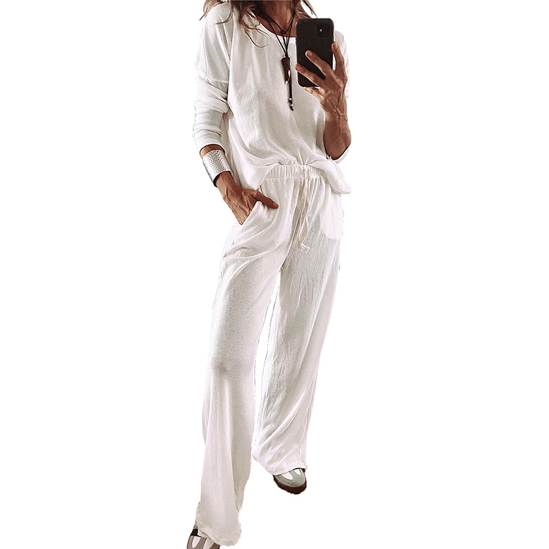 Simple Versatile Relaxed-fit Textured Casual Womens Set