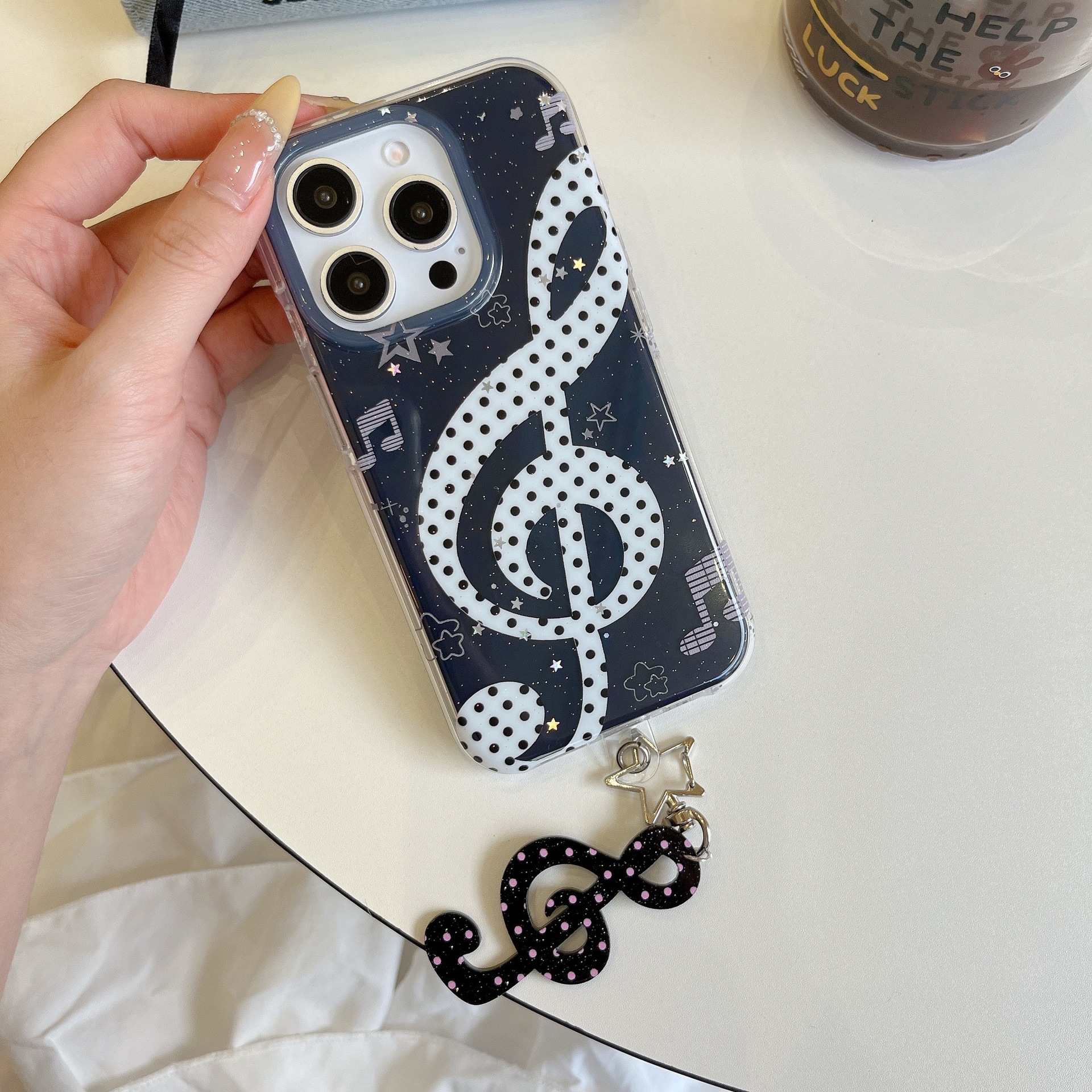 Minimalist Design With A Full-screen Pattern Of Stars And Musical Notes