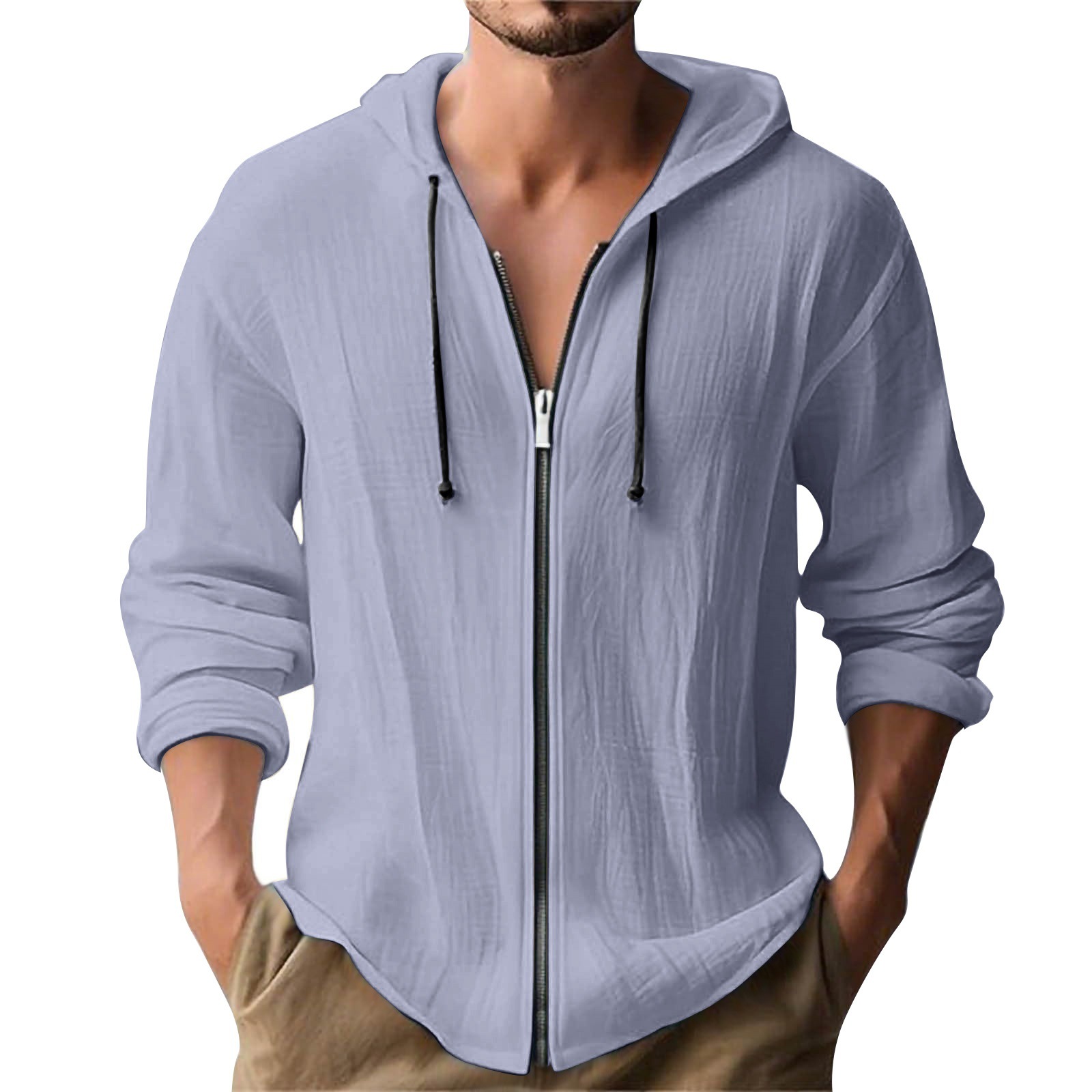 Hooded Linen-Style Cardigan Hoodie for Young Adults Hooded Linen-Style Cardigan Hoodie for Young Adults