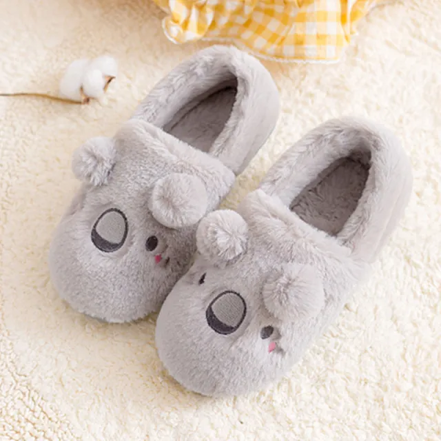 Women's Winter Cute Thick Bottom Non slip Warm Plush Cotton Slippers Gray - Shop at LoveMi