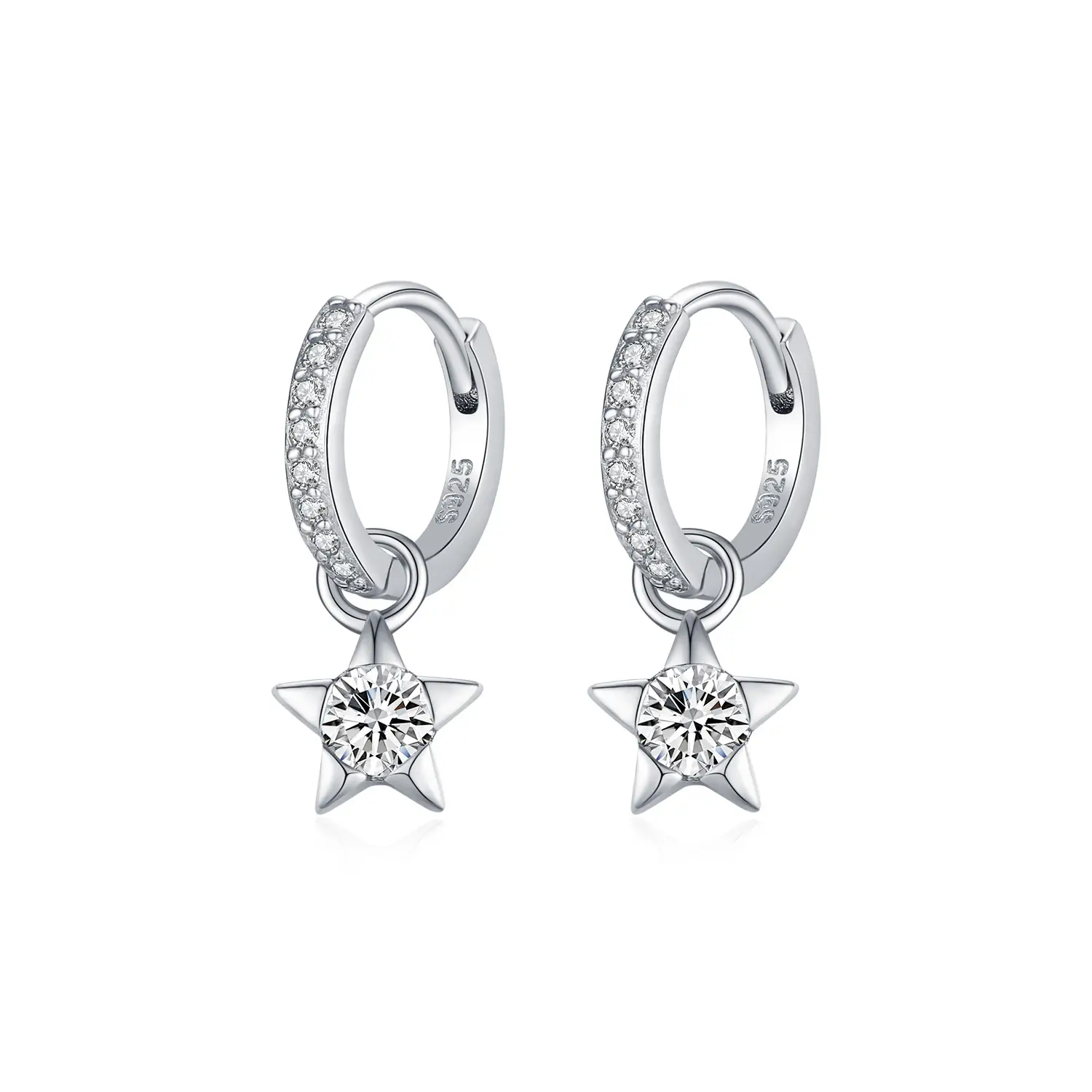 Mozan Diamond S925 Silver Trendy Commuter-style Diamond-studded Versatile Star Earrings