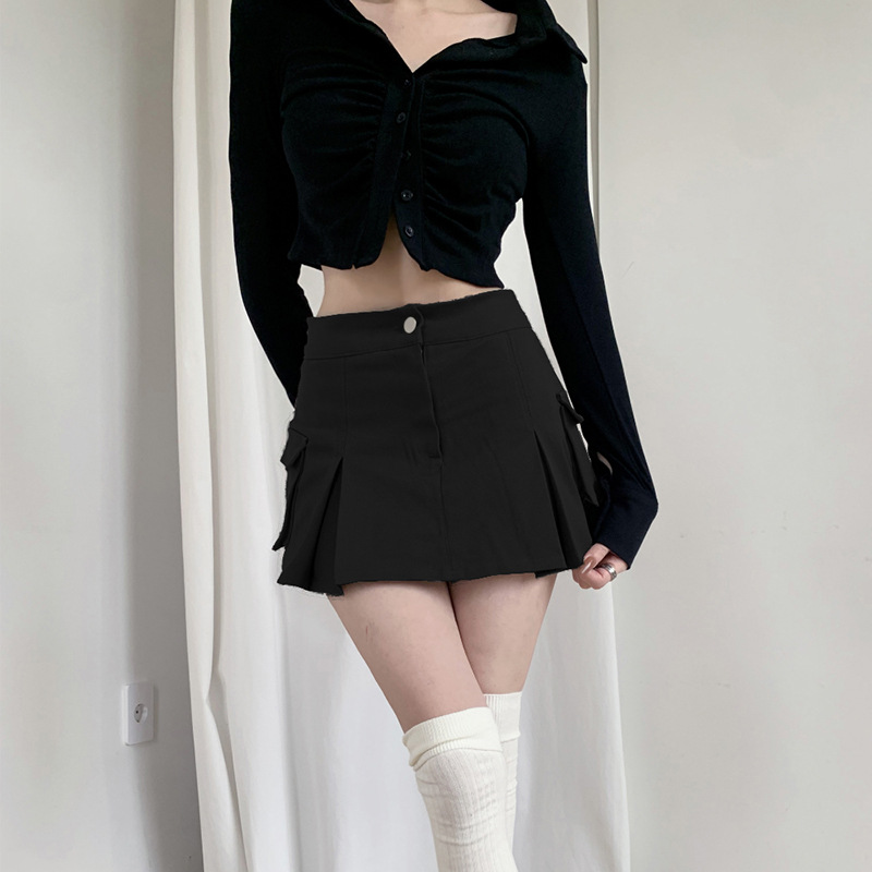 Title 14, Punk Fashion Low Rise Geplooide Workwear Rok Da...