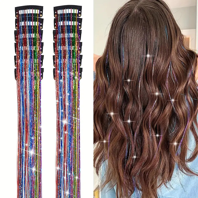 Laser-thread Colorful Shiny Seamless Hair Extensions