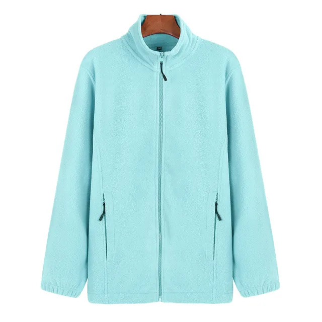 Winter Sports Zipper Polar Fleece Loose Sweater Coat Lake Green - Shop at LoveMi