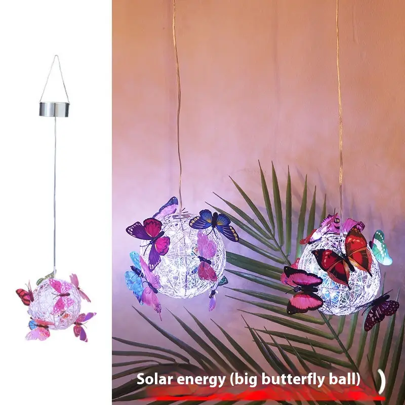 Led Solar Hanging Tree Ball Simulation Butterfly Ball Chandelier