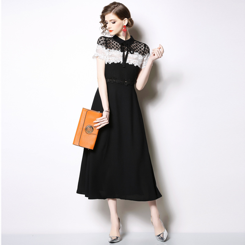 Women's Lace Chiffon Patchwork Fashion Slim Dress