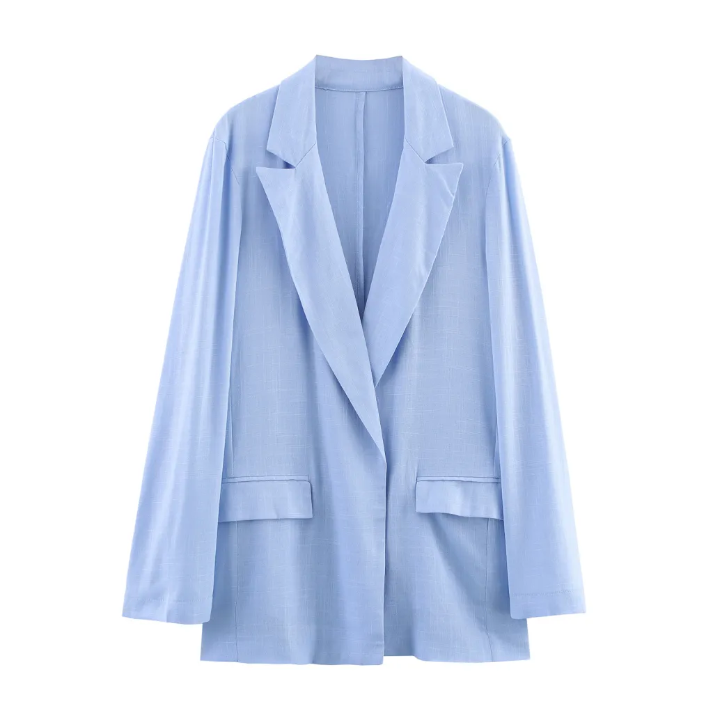 Pleated Cardigan Suit Jacket Wide Leg Pants Suit - Top-M