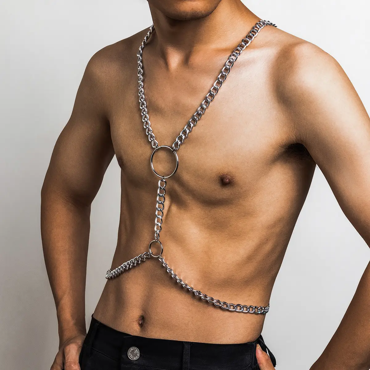 European And American Simple Metal Body Chains Men's All-match Niche Waist Chain