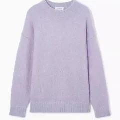 Women's Round-neck Mohair Blended Sweater - Lilac - View 1