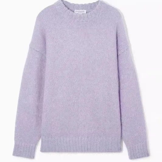 Women's Round neck Mohair Blended Sweater Lilac - Shop at LoveMi
