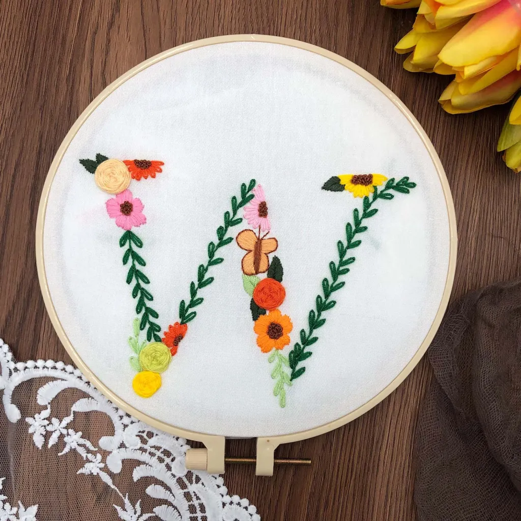 3d Embroidery Handmade Creative Embroidery Diy Fabric Kit Material Package - Letter W