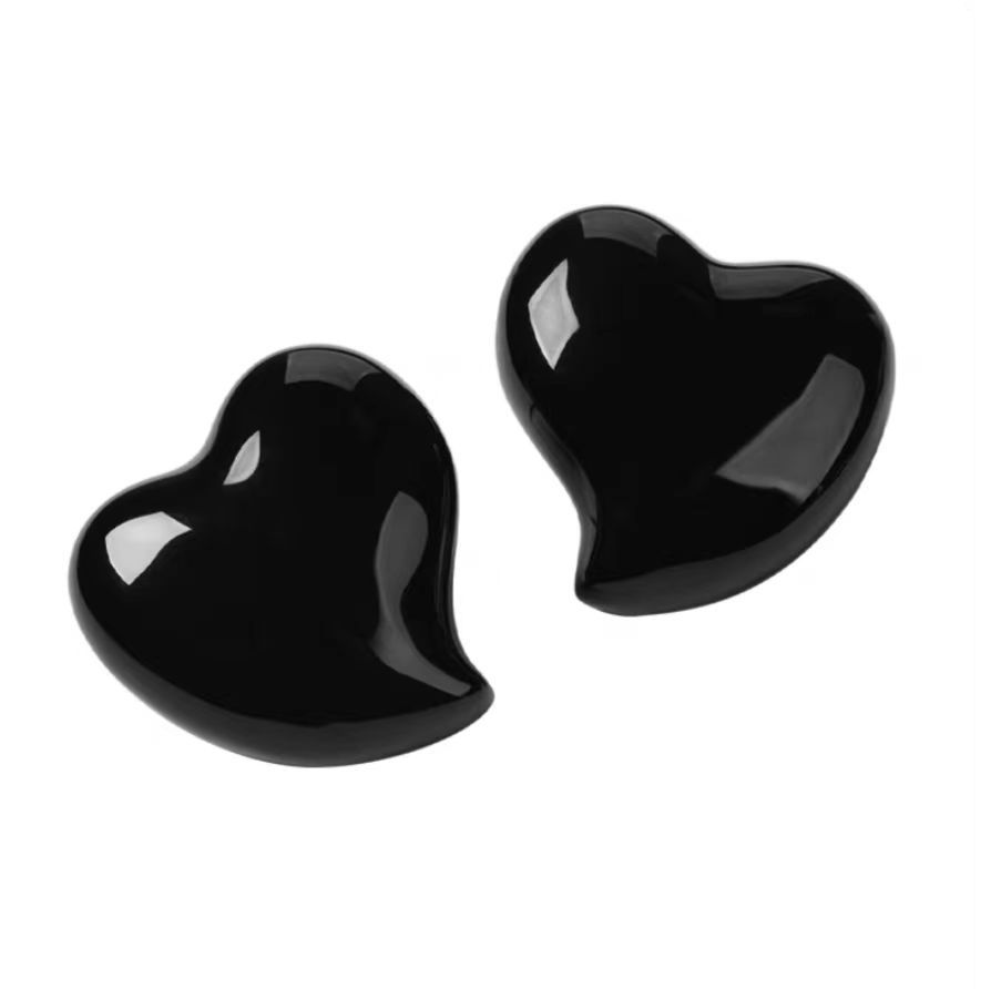 Vintage Cream Love Enamel Glaze Stud Earrings
