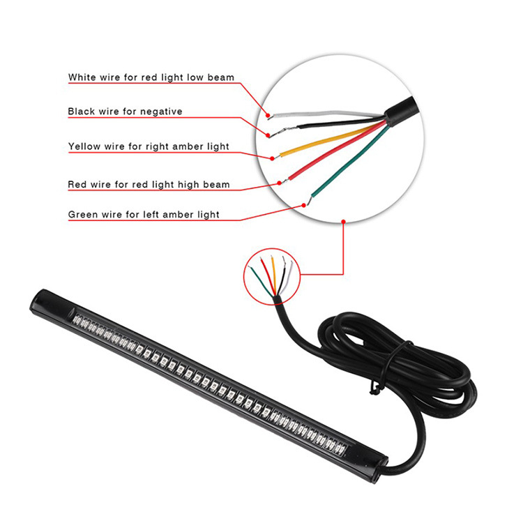 Motorcycle LED Brake Light Two-color Steering Waterproof  Bar License Plate Auxiliary