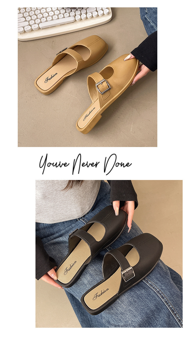 French Style Vintage Closed Toe Flat Slippers For Women