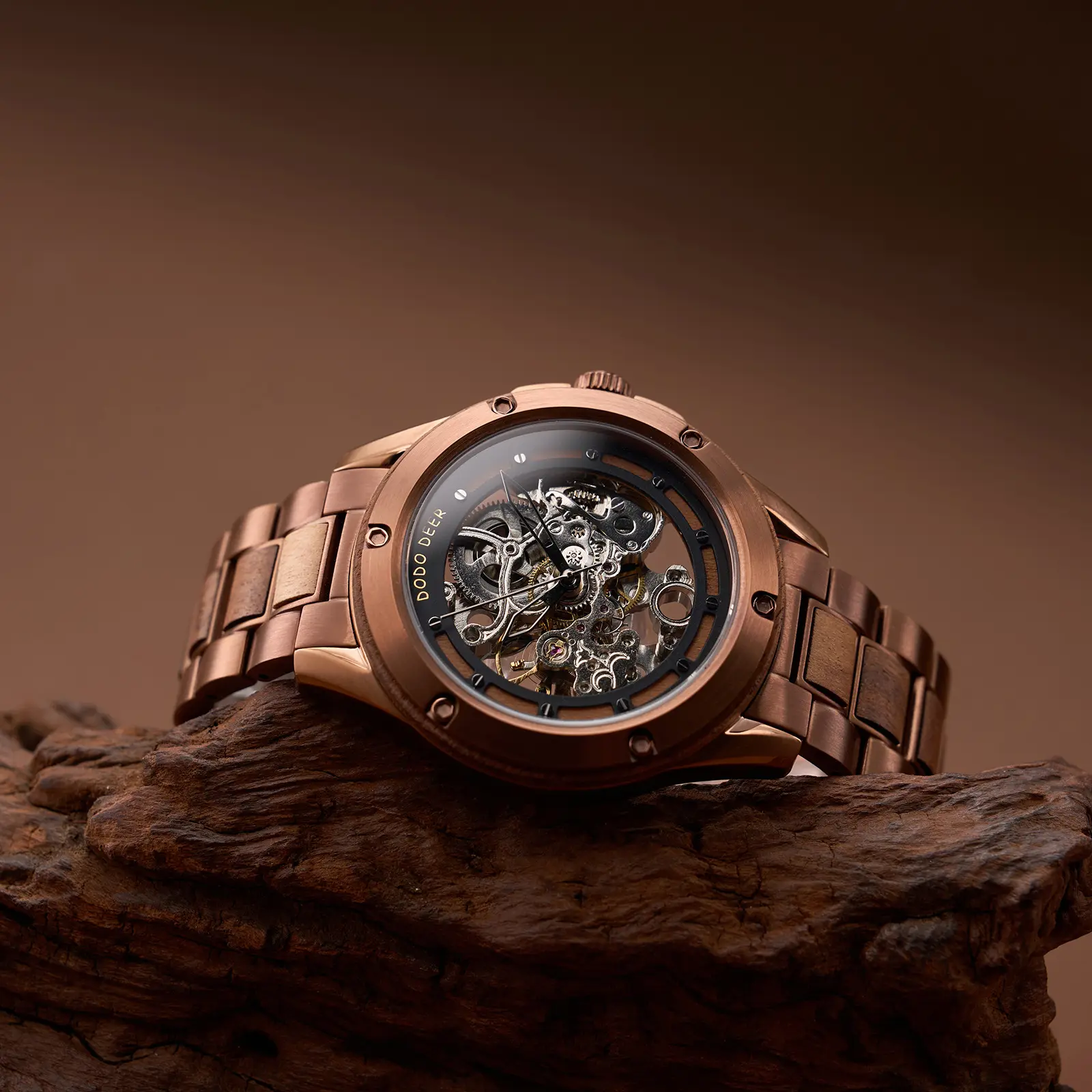 Openwork Mechanical Wooden Watch