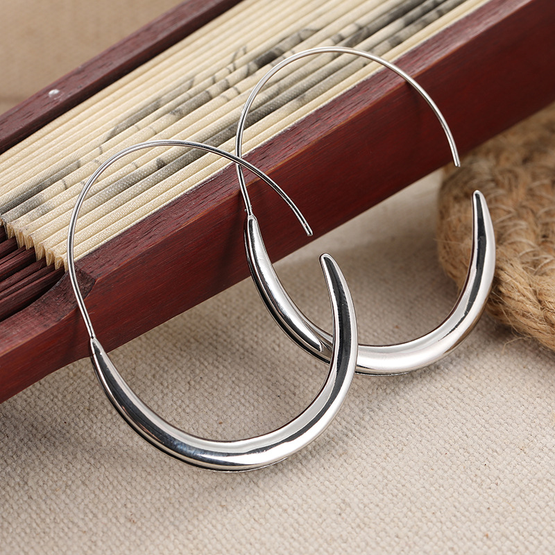 Womens French-needle Large Circular Hoop Earrings