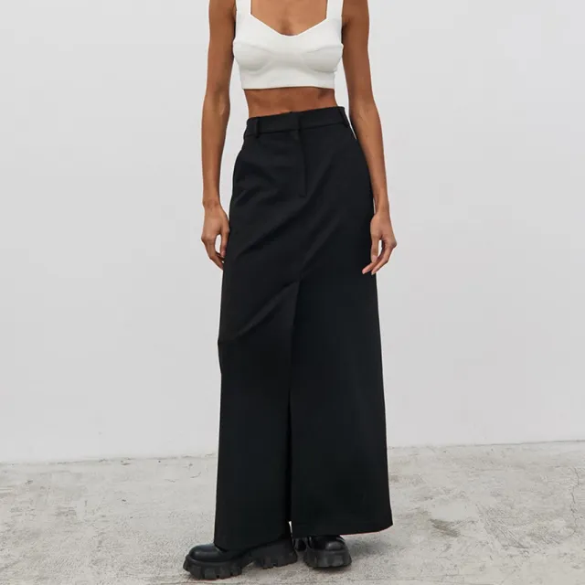 French Style Khaki Slimming And Straight Skirt Women's Commuter Drape Slit Dress Black - Shop at LoveMi