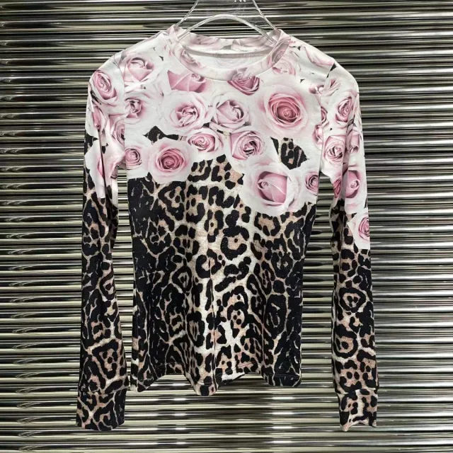 Distressed Rose Leopard Print Ethnic Print Tight Long Sleeve Top Rose - Shop at LoveMi
