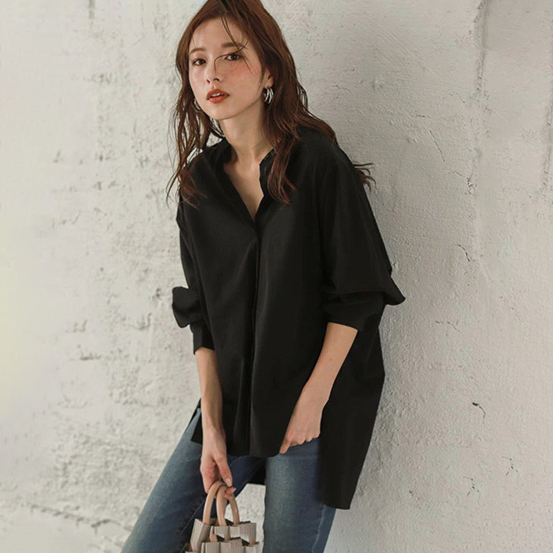 Women's Batwing-sleeve Loose-fitting Stand-collar Shirt