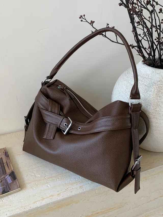 American style Retro Versatile Biker Bag High capacity Edgy Underarm Bag For Bold Brown - Shop at LoveMi