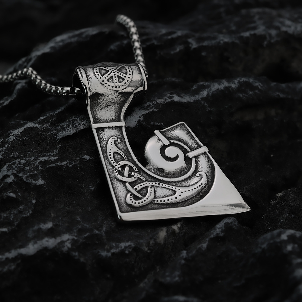 European And American Ornament Men's Pendant Stainless Steel Necklace Retro Viking Axe