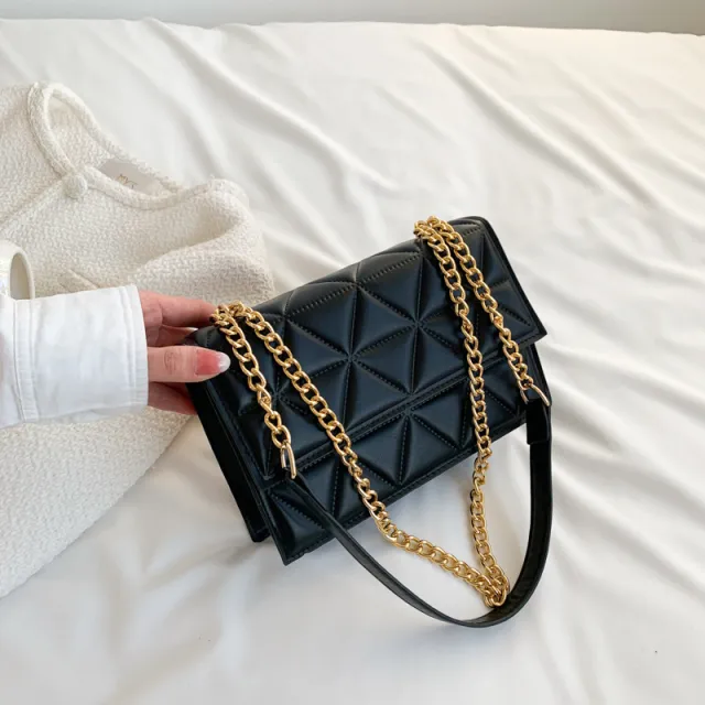 Western Style Rhombus Embroidery Thread Shoulder Messenger Bag Black - Shop at LoveMi
