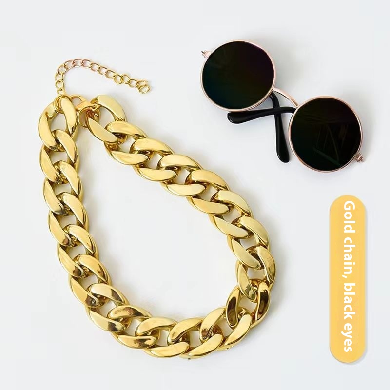 Gold Necklace Black Glasses