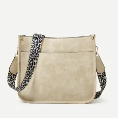 Crossbody Leopard Print Shoulder Large Capacity Totes - Beige - View 1