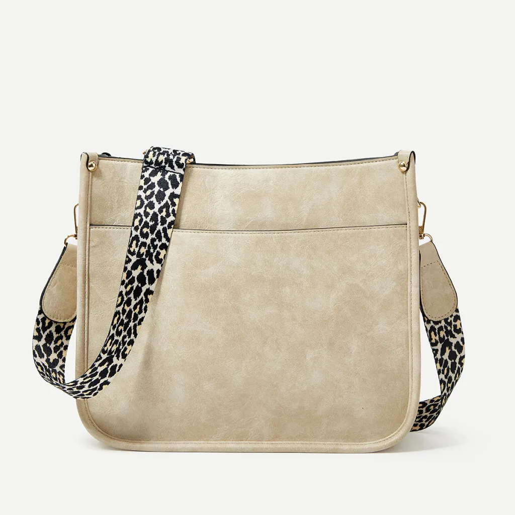 Crossbody Leopard Print Shoulder Large Capacity Totes - Beige