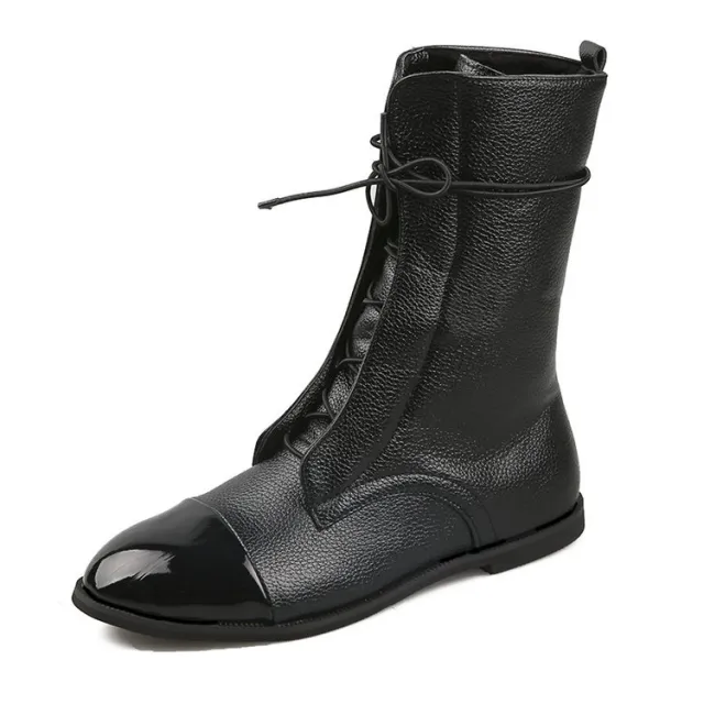 Martin Female Knee high Black Motorcycle Handsome Chunky Heel Black - Shop at LoveMi