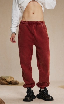 High Street American Retro Washed Distressed Batik Fleece Ankle-tied Casual Sweatpants Male